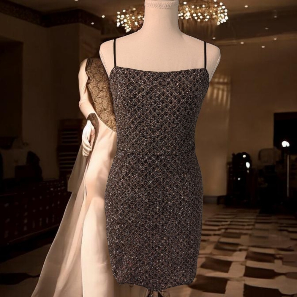 Iris Black and Gold Mini Dress